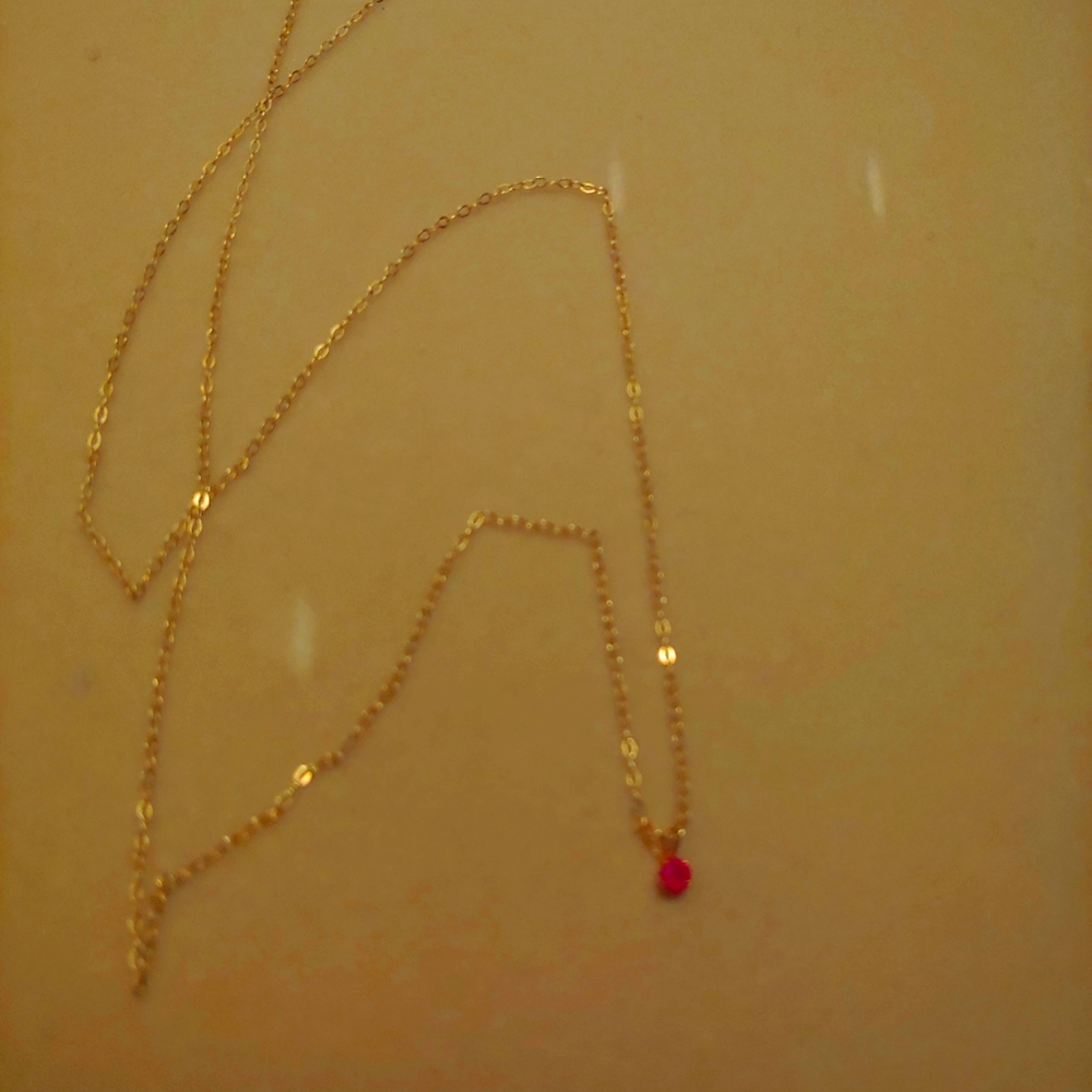 14k delıcate ruby pendant necklace